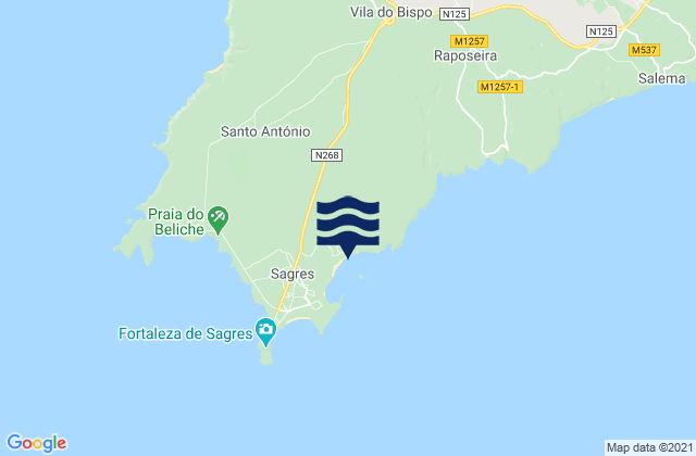Mapa de mareas Martinhal, Portugal