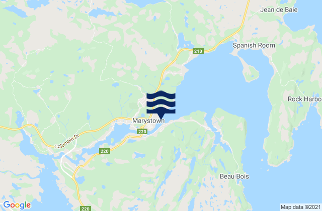 Mapa de mareas Marystown, Canada