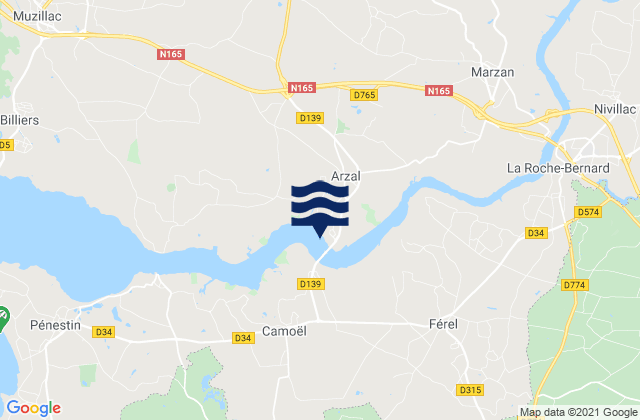 Mapa de mareas Marzan, France