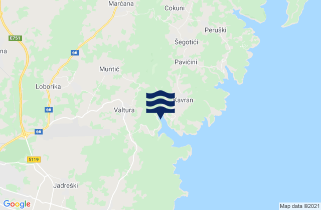 Mapa de mareas Marčana, Croatia