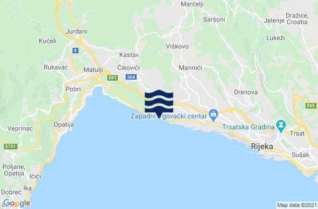 Mapa de mareas Marčelji, Croatia