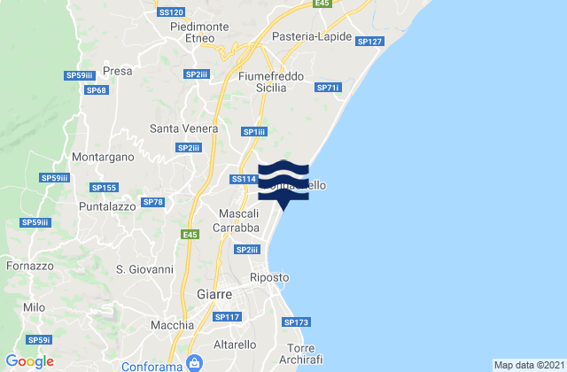 Mapa de mareas Mascali, Italy