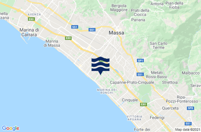 Mapa de mareas Massa, Italy