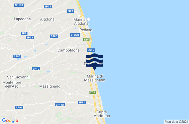 Mapa de mareas Massignano, Italy