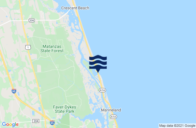 Mapa de mareas Matanzas Inlet A1A bridge, United States