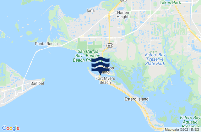 Mapa de mareas Matanzas Pass (Fixed Bridge) Estero Island, United States