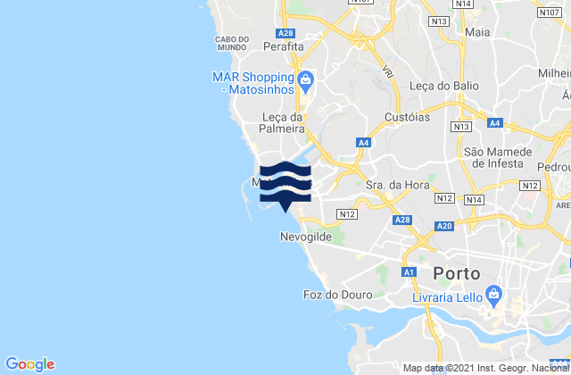 Mapa de mareas Matosinhos, Portugal