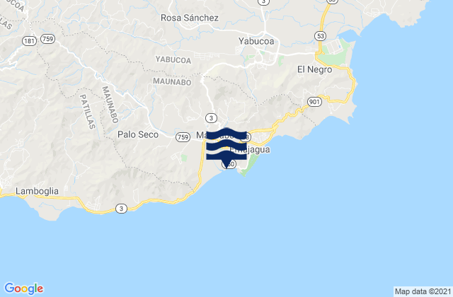 Mapa de mareas Maunabo, Puerto Rico