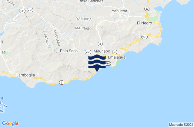 Mapa de mareas Maunabo Municipio, Puerto Rico