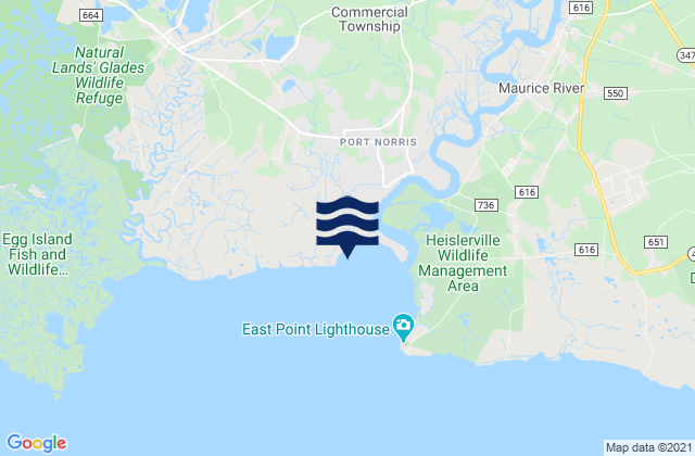 Mapa de mareas Maurice River entrance, United States