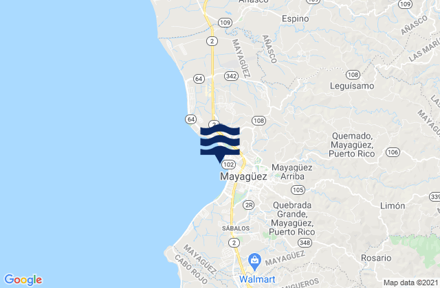 Mapa de mareas Mayaguez (sub), Puerto Rico