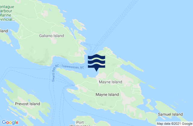 Mapa de mareas Mayne Island, Canada