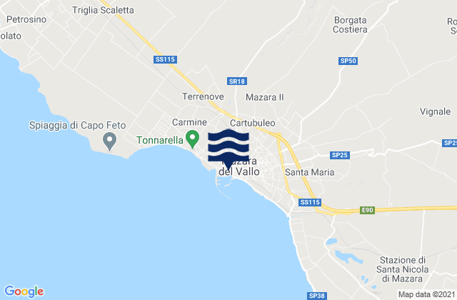 Mapa de mareas Mazara II, Italy