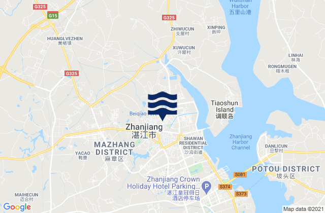 Mapa de mareas Mazhang, China