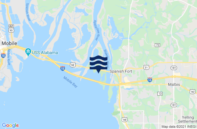 Mapa de mareas Meaher State Park Mobile Bay, United States