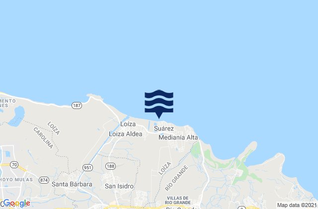 Mapa de mareas Medianía Baja Barrio, Puerto Rico