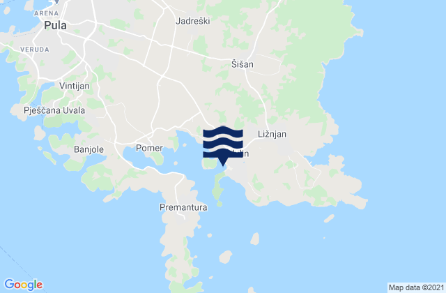 Mapa de mareas Medulin, Croatia