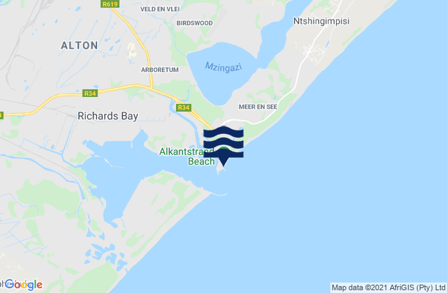 Mapa de mareas Meerensee Beach, South Africa