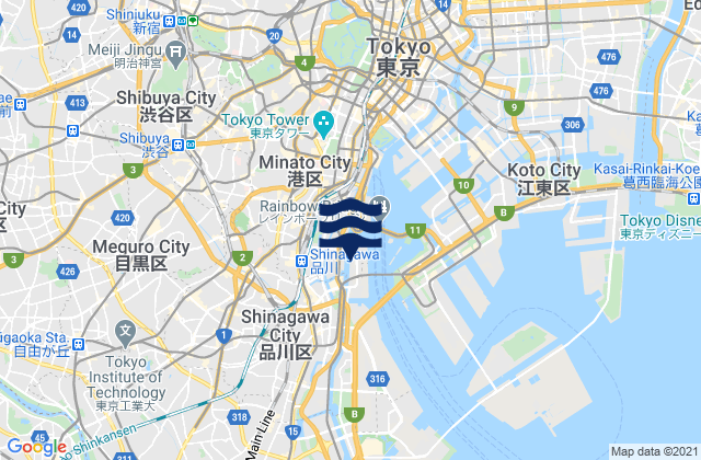 Mapa de mareas Meguro-ku, Japan