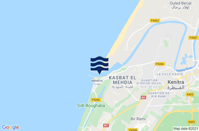 Mapa de mareas Mehdya, Morocco