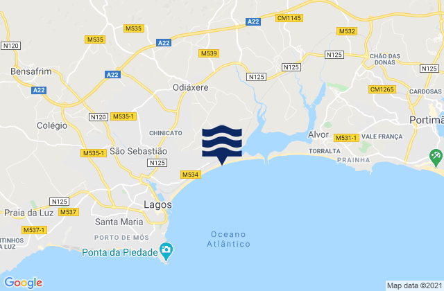 Mapa de mareas Meia Praia, Portugal