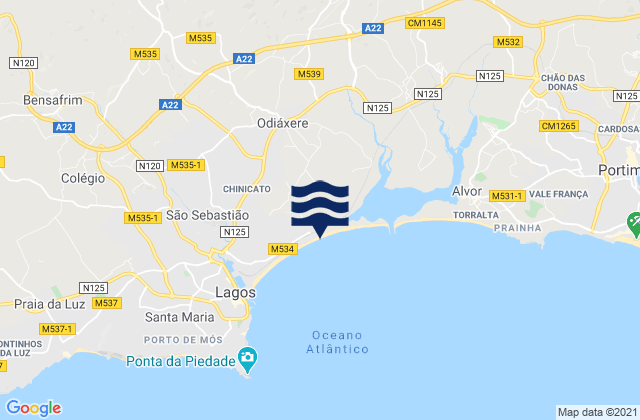 Mapa de mareas Meia Praia, Portugal