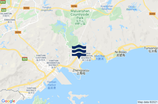 Mapa de mareas Meisha, China