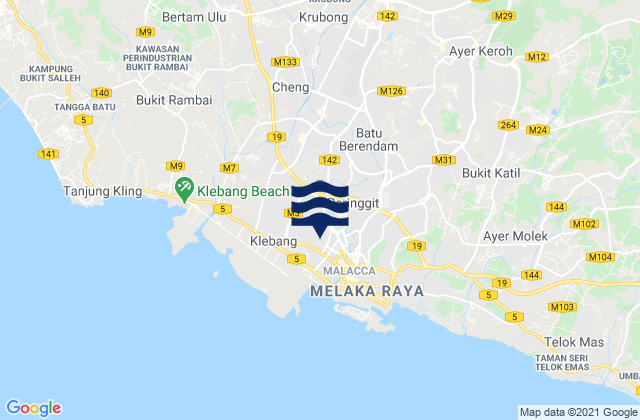 Mapa de mareas Melaka, Malaysia