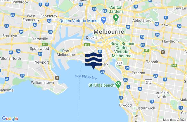 Mapa de mareas Melbourne, Australia
