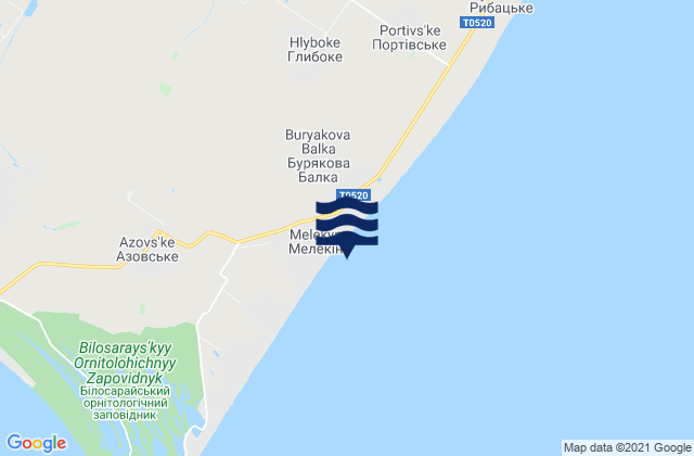 Mapa de mareas Melekyne, Ukraine