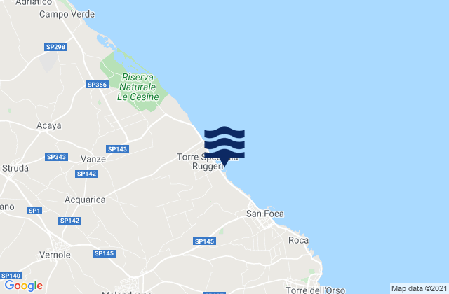 Mapa de mareas Melendugno, Italy
