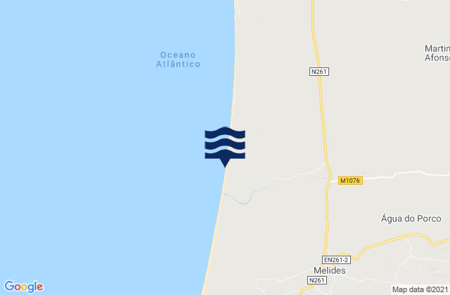 Mapa de mareas Melides, Portugal