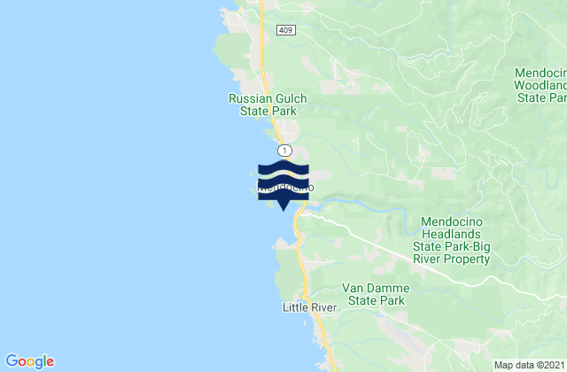 Mapa de mareas Mendocino Mendocino Bay, United States