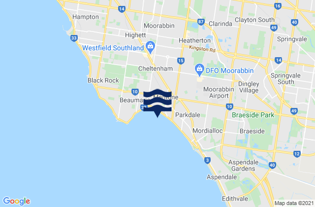 Mapa de mareas Mentone, Australia