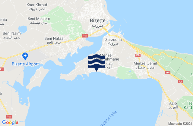 Mapa de mareas Menzel Abderhaman, Tunisia