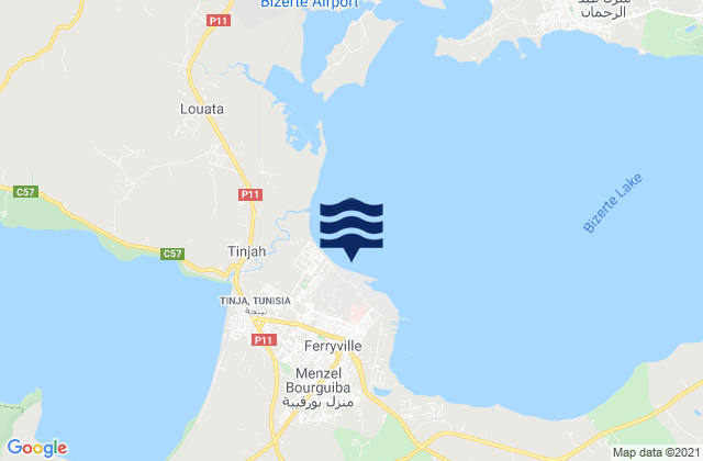Mapa de mareas Menzel Bourguiba, Tunisia