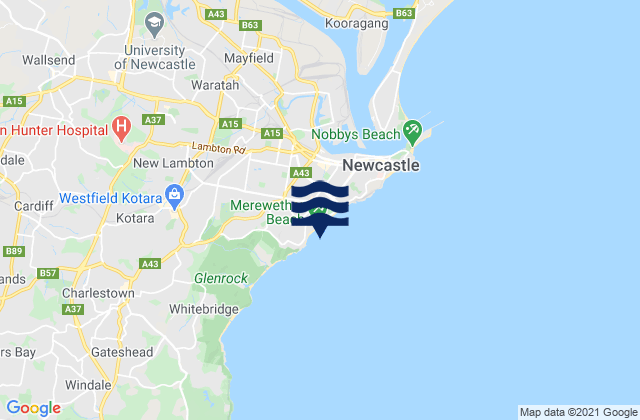 Mapa de mareas Merewether Beach, Australia