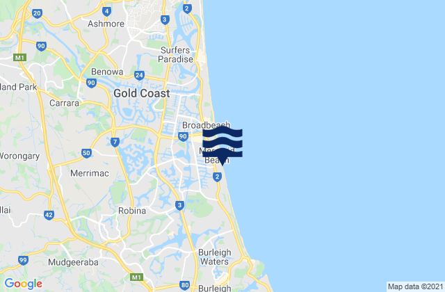 Mapa de mareas Mermaid Beach Gold Coast, Australia