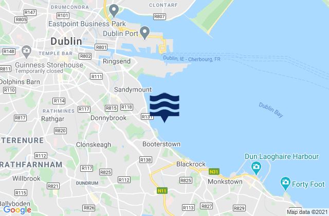 Mapa de mareas Merrion Strand, Ireland