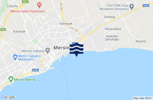 Mapa de mareas Mersin, Turkey