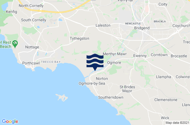 Mapa de mareas Merthyr Mawr, United Kingdom