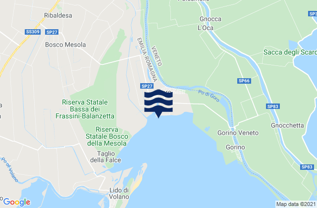 Mapa de mareas Mesola, Italy