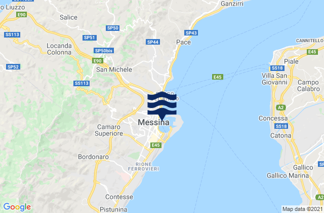 Mapa de mareas Messina, Italy