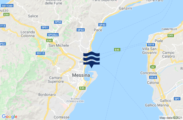 Mapa de mareas Messina Sicily, Italy