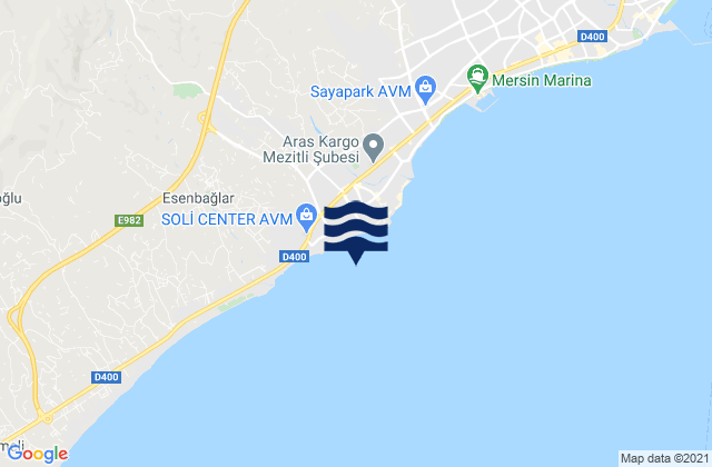 Mapa de mareas Mezitli, Turkey