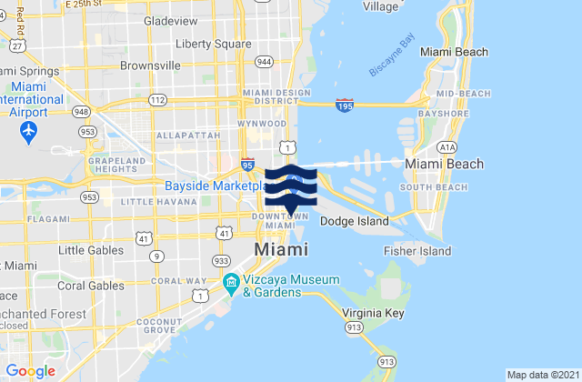 Mapa de mareas Miami, United States