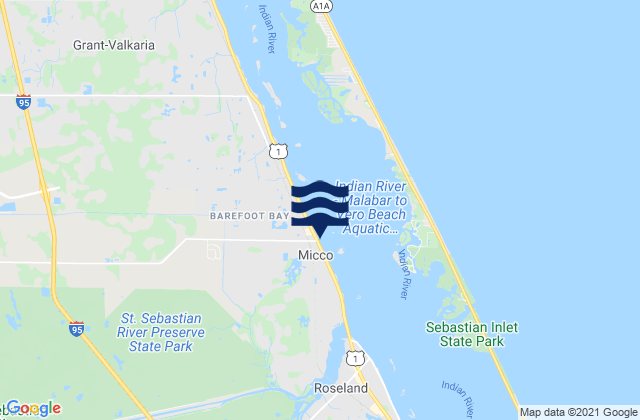 Mapa de mareas Micco, United States