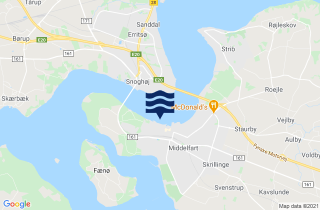 Mapa de mareas Middelfart, Denmark