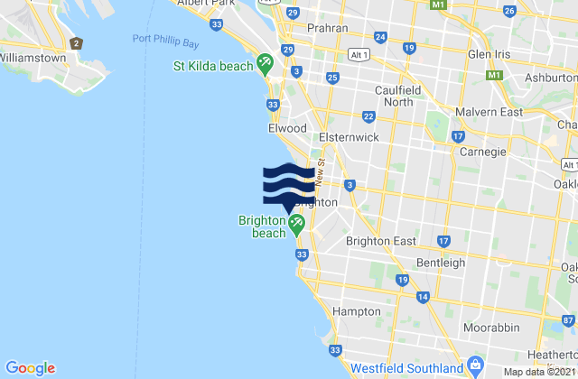 Mapa de mareas Middle Brighton Pier, Australia
