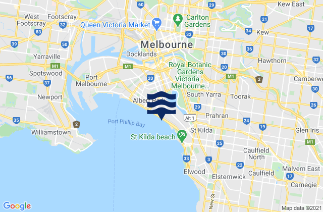Mapa de mareas Middle Park, Australia